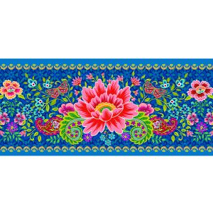 Velvet border Pushkar blue